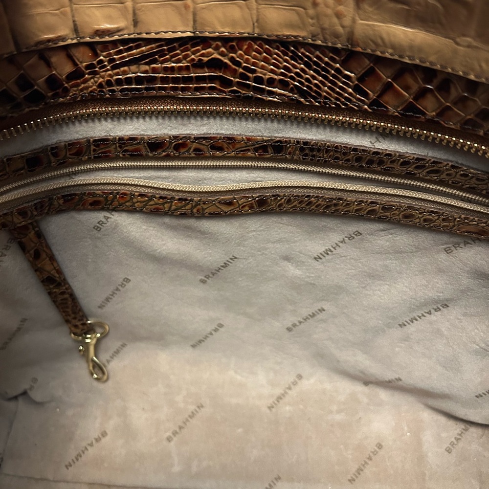 Brahmin Brown Crocodile Embossed Leather Tote - Picture 7 of 7